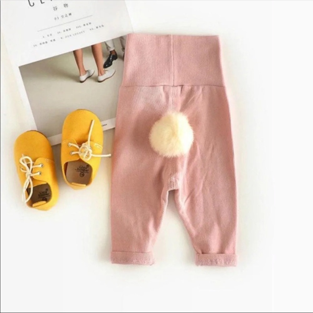 Baby Girl Bunny Tail Pants - Pink